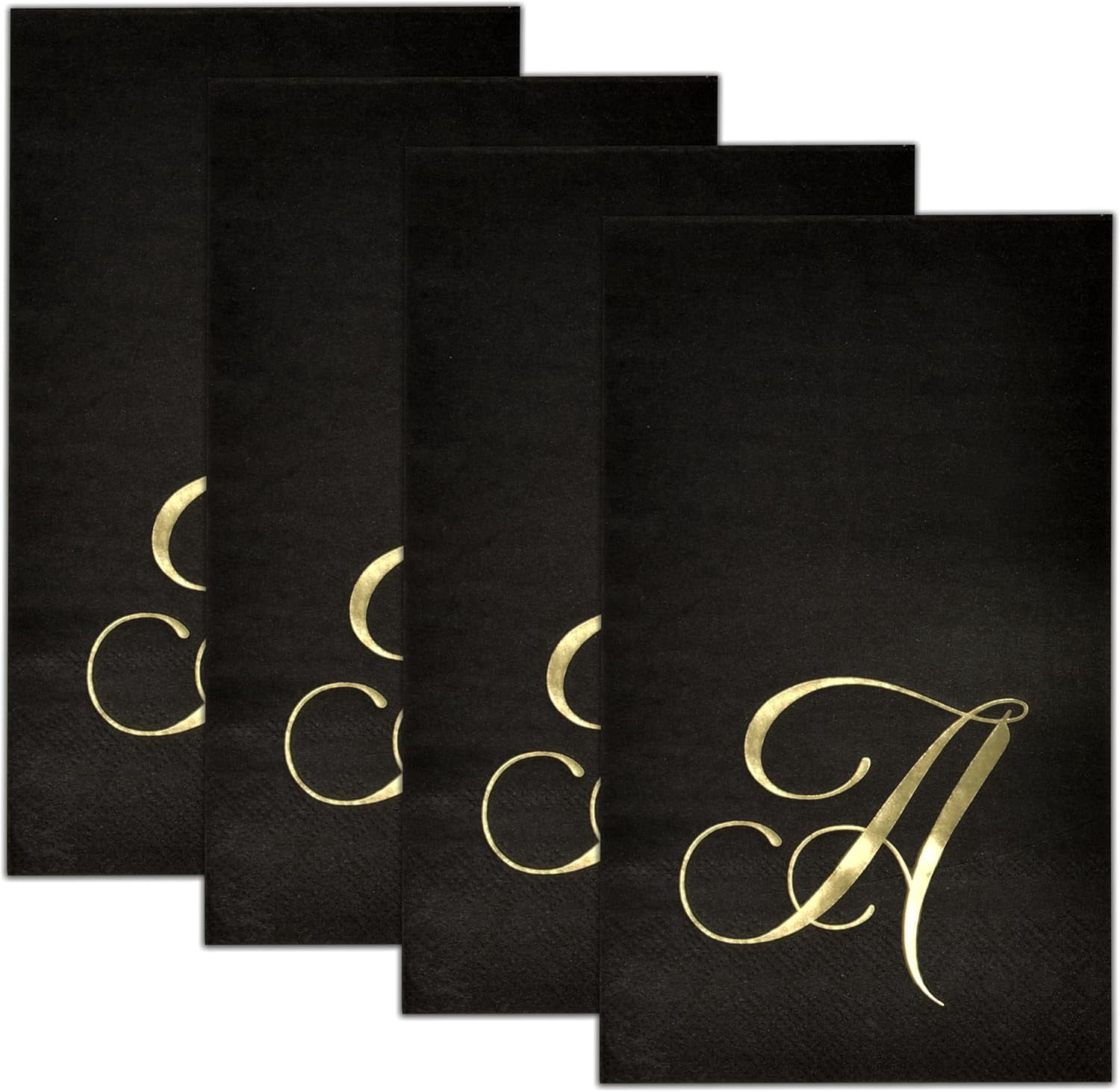 Gift Boutique Gold Monogram Letter A on Black Disposable Paper Napkins