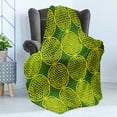 thumbnail image 4 of Abstract Soft Flannel Fleece Throw Blanket, Modern Vivid Flower of Life Code Illustration, Cozy Plush for Indoor and Outdoor Use, 70" x 90", Yellow Hunter Green, by Ambesonne, 4 of 5