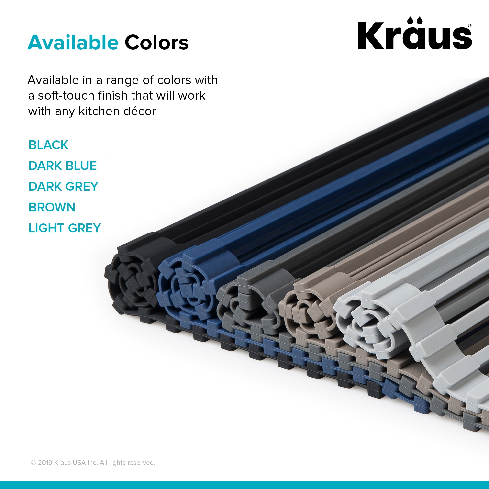 Kraus Multipurpose Workstation Sink Roll-Up Dish Drying Rack in Light Grey
