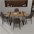 thumbnail image 2 of 55 Inch Modern Industrial Dining Table Set with 4 Suede Chairs, Grey Brown MDF Top and Black Metal Base, 2 of 10