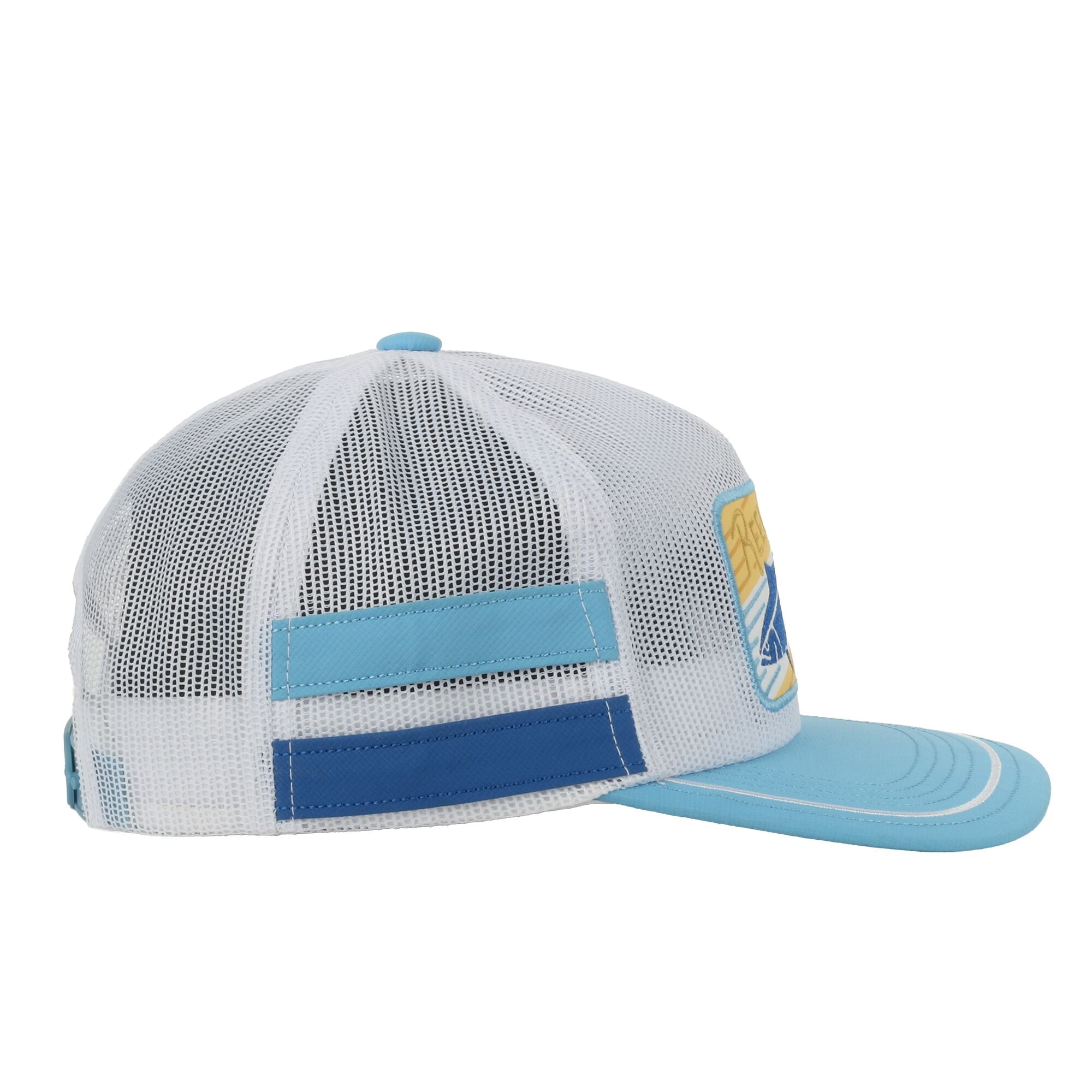 Outdoor Cap Reel Nice Fishing Patch Mesh Cap – Flat Bill Snapback, One Size, White/Blue