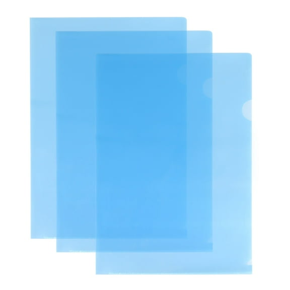 30pcs A4 Transparent Stationery File Folder L Type Folder PP Document Expanding File (Blue)