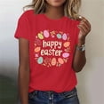 thumbnail image 2 of Maqroz Happy Easter Shirt for Women Cute Easter Eggs Graphic Tees Round Neck Short Sleeve T-shirt Casual Loose Tops, 2 of 7