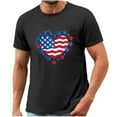 thumbnail image 4 of Cxenplz Mens Tops Summer Casual Cotton Shirts Heart USA Flag 4th of July Patriotic Tshirt Graphic Short Sleeve Tops, 4 of 5
