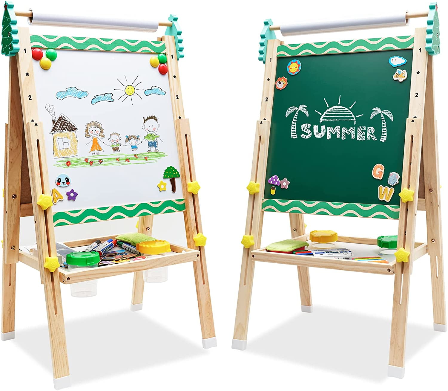 Ealing Kids Wooden Easel Double-Sided Adjustable Standing Easel