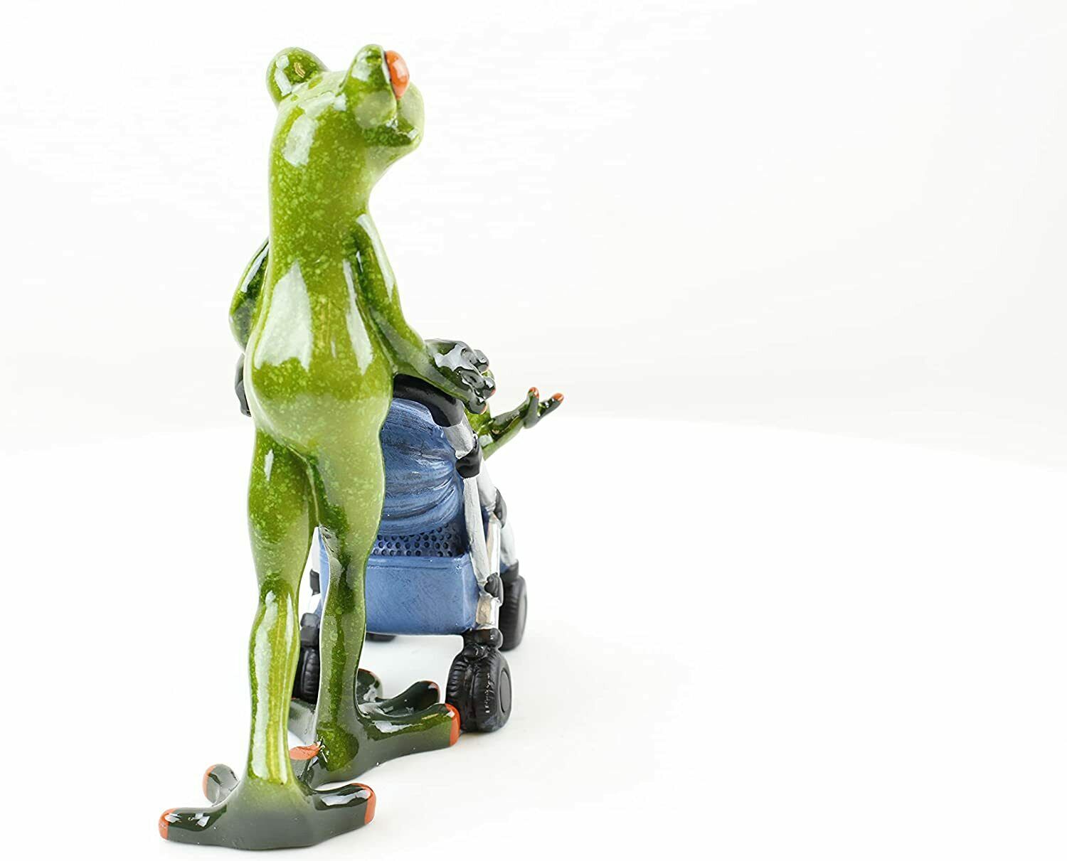 Novelty Funny Frogs Decor. Daddy w/ Baby /Stroller Tabletop Statue Shelf Display G16664
