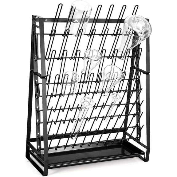 FOUR E's Scientific Lab Drying Rack, Steel Wire Bottle Drying Rack for Lab Glassware Countertop Wall Mounted Detachable Dryer Stand, Holds Up to 83 Pieces