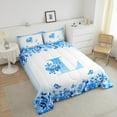 thumbnail image 4 of Erosebridal Ensemble de Couette Simple à Initiale Florale, Couette en Duvet à Fleurs et Papillons, Déco de Chambre pour Ados, Réversible, Léger, 2 Pcs, 4 of 8