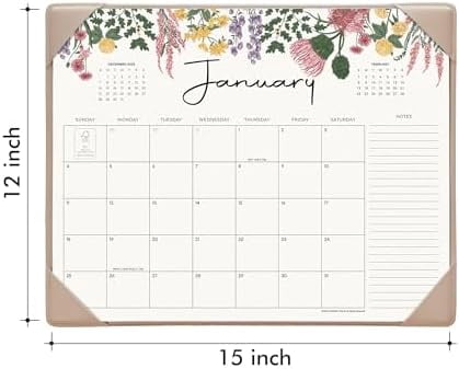 Quivanta Desk Calendar 2026 with Desktop Mat, Desk Pad Calendar 15"x 12" From January 2026 to June 2027, Desk Calendar for Home Office and School, Easy Planning, Apricot