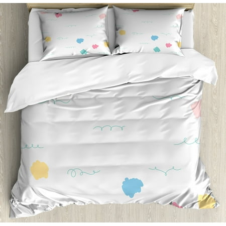 Yellow And Blue Duvet Cover Set Modern Abstract Pastel Colored