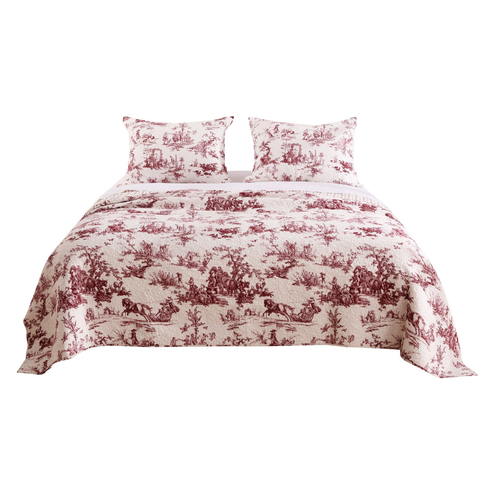 Classic Toile Red Quilt Set By Greenland Home Fashions Walmart Com