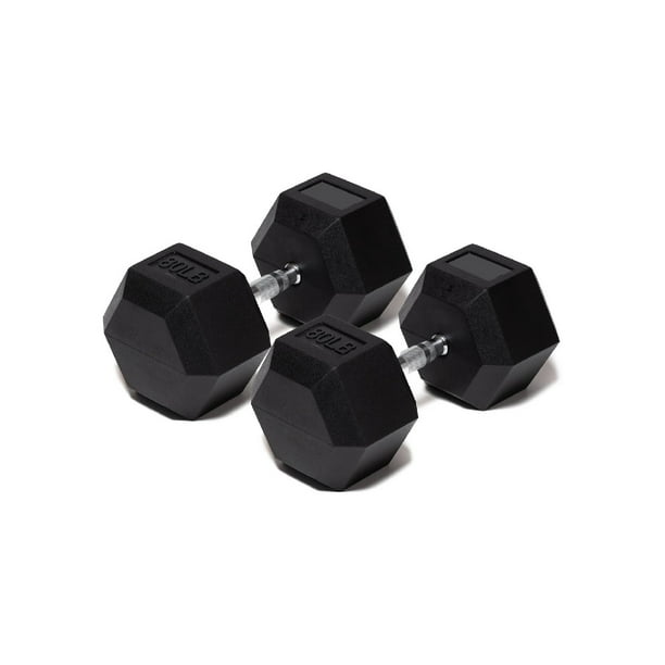 Par Mancuerna Hexagonal 80 Lb con Revestimiento en Goma MDFitness Pesa, Dumbbell MDFitness Hexagonal Recubierta