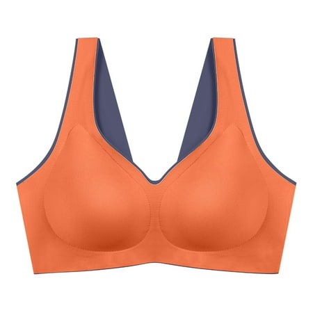 

njshnmn Bralette Women s Wirefree Non Padded Plus Size Full Coverage Minimizer Bra Orange XL