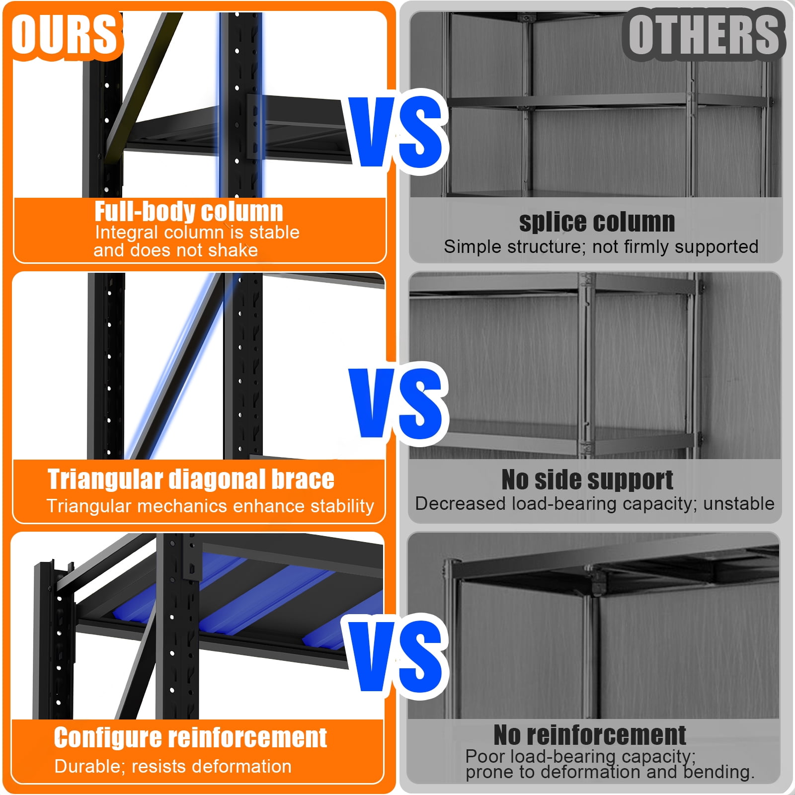 DMZVHBOL 4-Tier Metal Adult Storage Shelves - 78.74"W x 23.5"D x 78.74"H, Holds up to 3000 lb, 660 lb Per Shelf, Blue