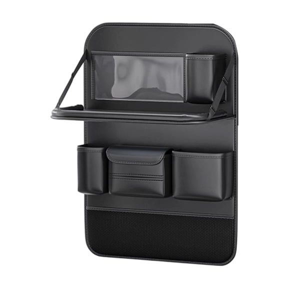 Vehicle Seatback With Tablet Pocket, Foldable Tray, Multi-Section Storage for Commuting and Family Outings