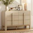 thumbnail image 2 of Mid Century 6 Drawer Dresser for Bedroom, Wide Modern Chest of Drawers with Curved Profile Design, Wood Closet Clothes Storage Organizer for Bedroom, Living Room, 2 of 8