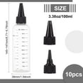 thumbnail image 2 of Paquete de 10 botellas exprimibles de plástico de 100 ml/3,4 oz con escala, PET transparente, tapa de rosca negra, botellas dispensadoras graduadas., 2 of 9