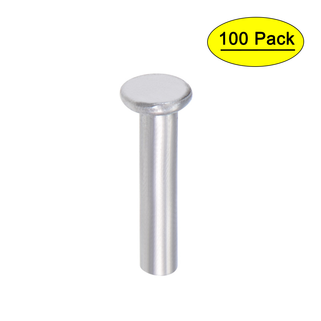 100Pcs 2mm x 16mm Aluminum Flat Head Semi-Tubular Rivets Silver Tone