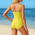 thumbnail image 4 of Xijirk Girls One Piece Swimsuit with Ruffle Detail Adjustable Shoulder Straps and Removable Soft Cups,Yellow,13-14 Years, 4 of 5
