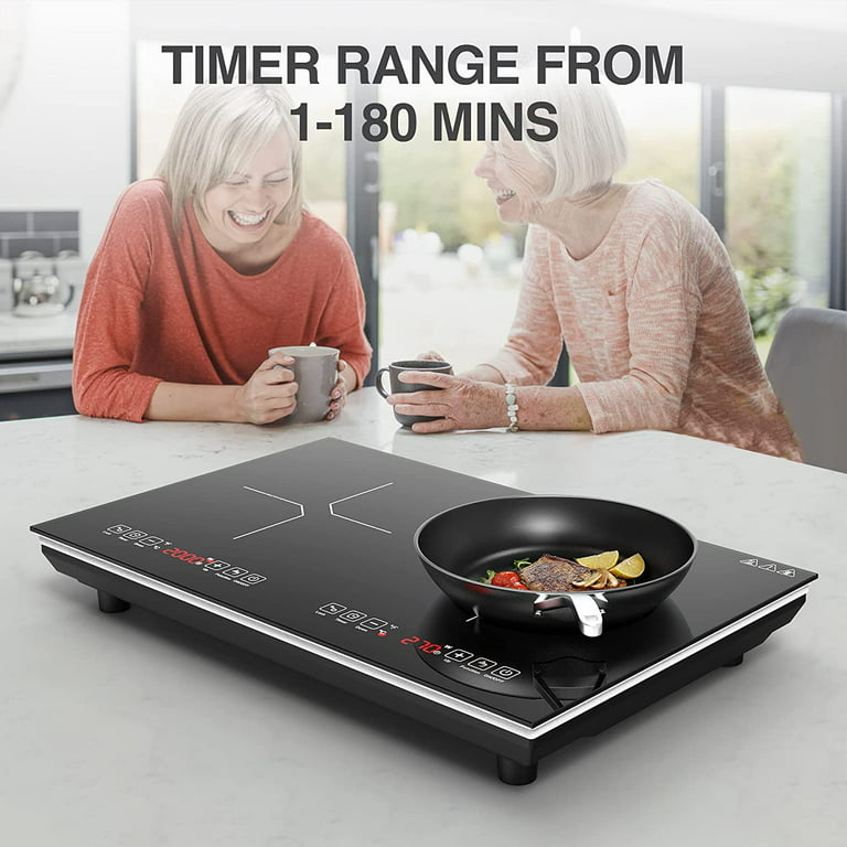 Double Induction Cooktop, 2 Burners Induction Cooktop 110v, 12 inch  Portable Electric Stove Top and Countertop and Built-in Induction  Cooktops,9 Power
