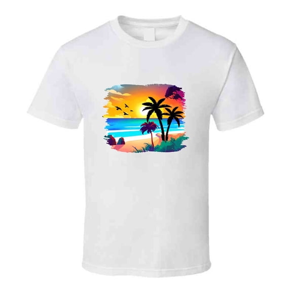 Gorgeous Tropical Beach Sunset Tee Novelty Tropical Tshirt Summertime Lover T Shirt