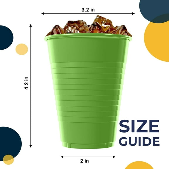 Chenran-Party Solids 12 Oz Lime Green Plastic Cups For Party Supplies 50 Pack | Lime Green Disposable Cups Plastic | Disposable Drinkware For Parties, Events & Everyday