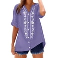 thumbnail image 2 of Babysbule V-Neck Short Sleeve Embroidery Floral Blouses & Tops, Women's Tops, 2 of 7