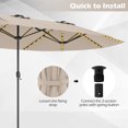 thumbnail image 4 of Gymax 15.5 FT Double-sided Patio Umbrella w/ Solar Lights Outdoor Twin Size Umbrella Beige, 4 of 10