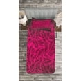thumbnail image 3 of Ambesonne Nature Quilted Bedspread Set 2 Pcs, Hawaiian Island Palms, Twin Size, Magenta Black, 3 of 3