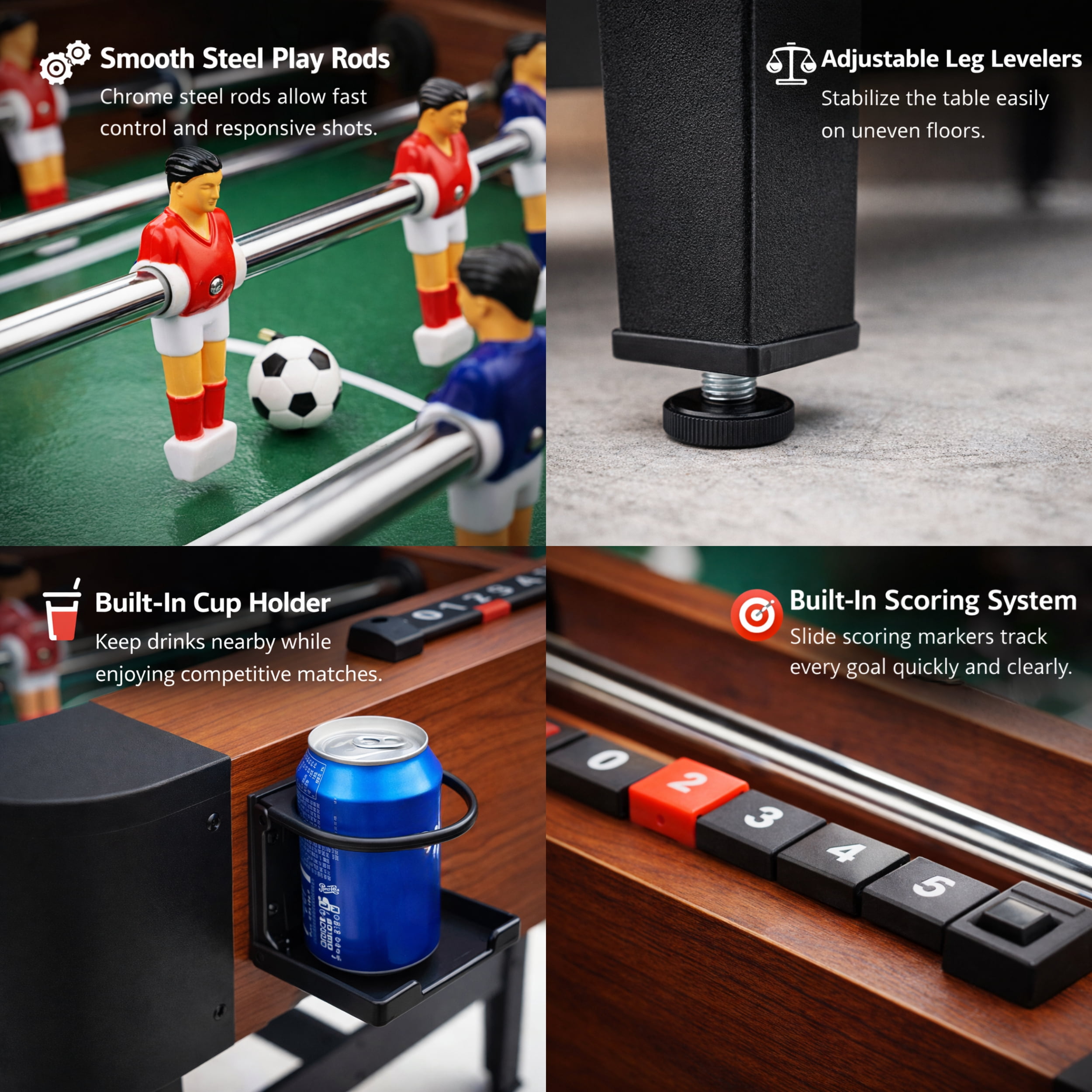 GOMYHOME 48" Foosball Table for Adults, MDF Soccer Game Table with Steel Rods and Scoring