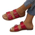 thumbnail image 2 of Wide Width Sandals for Women, Going Out Shoes for Women, Sandals Women Sole & Earth Womens Sandals | Leather Studded Double-Buckle Slides Women Dress Shoes for Women, Hot Pink 8.5, 2 of 5