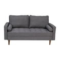 thumbnail image 2 of BizChair Mid-Century Modern Loveseat Sofa with Tufted Faux Linen Upholstery & Solid Wood Legs in Dark Gray, 2 of 11