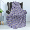 thumbnail image 4 of Moon Soft Flannel Fleece Throw Blanket, Childish Kids Themed Pattern with Moon Stars Dots Cartoon Style Night Sky, Cozy Plush for Indoor and Outdoor Use, 50" x 60", Lavender and Yellow, by Ambesonne, 4 of 5