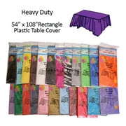 (6-pack) Heavy Duty Plastic Table Covers Tablecloth (Reusable) (Rectangle 54" X 108") Lavender