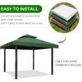 thumbnail image 6 of SHANNA Gazebo Replacement Canopy Roof, 10' x 10' Outdoor Waterproof BBQ Gazebo Canopy Top Cover, Green, Double Roof, 6 of 8