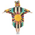 thumbnail image 2 of FORMRS Wearable Blanket Hoodie with Sleeves for Kids Cozy Flannel Sweatshirt, Geometric Sun, 2 of 7