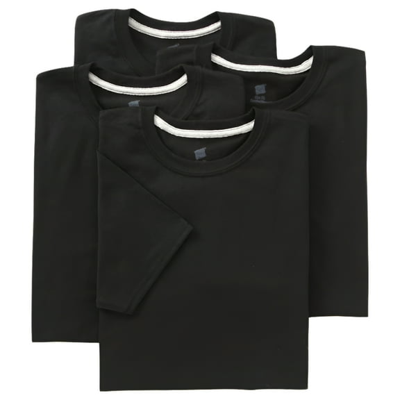 Hanes Ultimate Men's 4-Pack FreshIQ Crew T-Shirt, Black, Medium