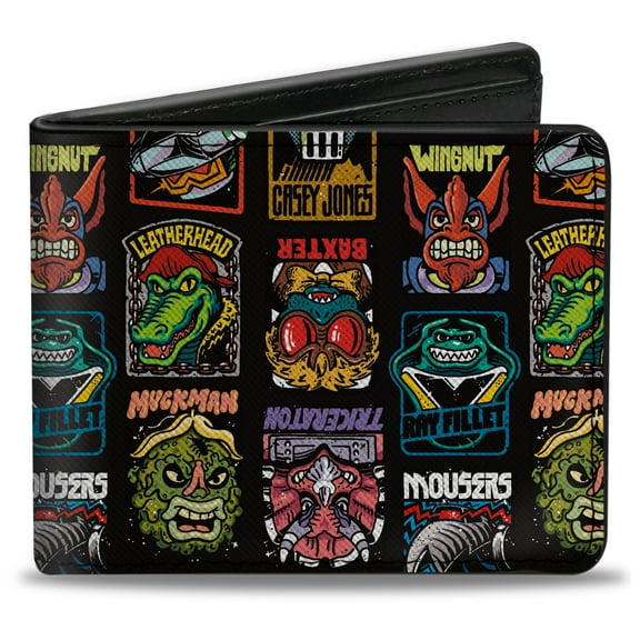 Nickelodeon Wallet, Bifold, Teenage Mutant Ninja Turtles Allies and Villains Poses Black, Vegan Leather
