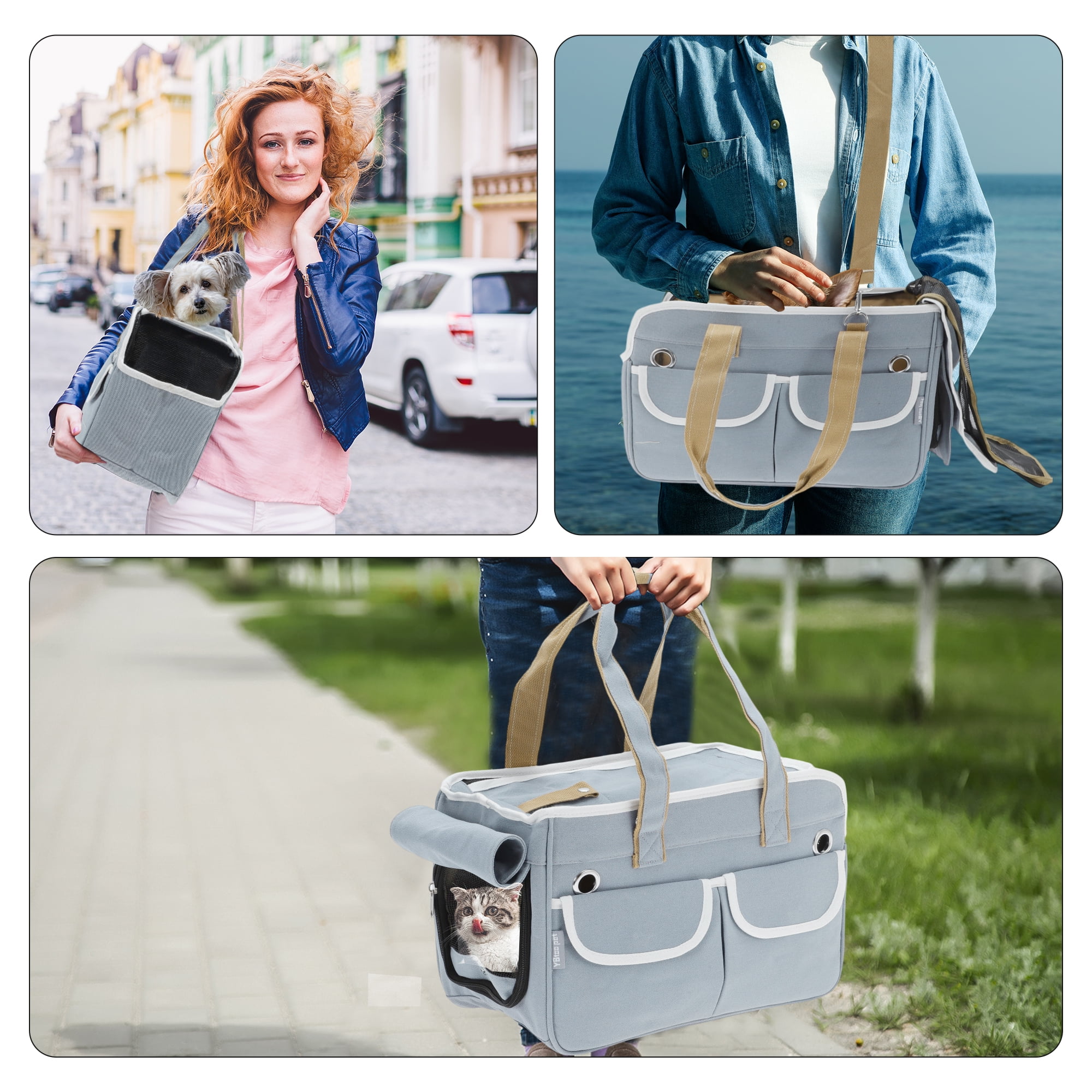 Unique Bargains Foldable Pet Carrier Bag with Removable Mat Blue