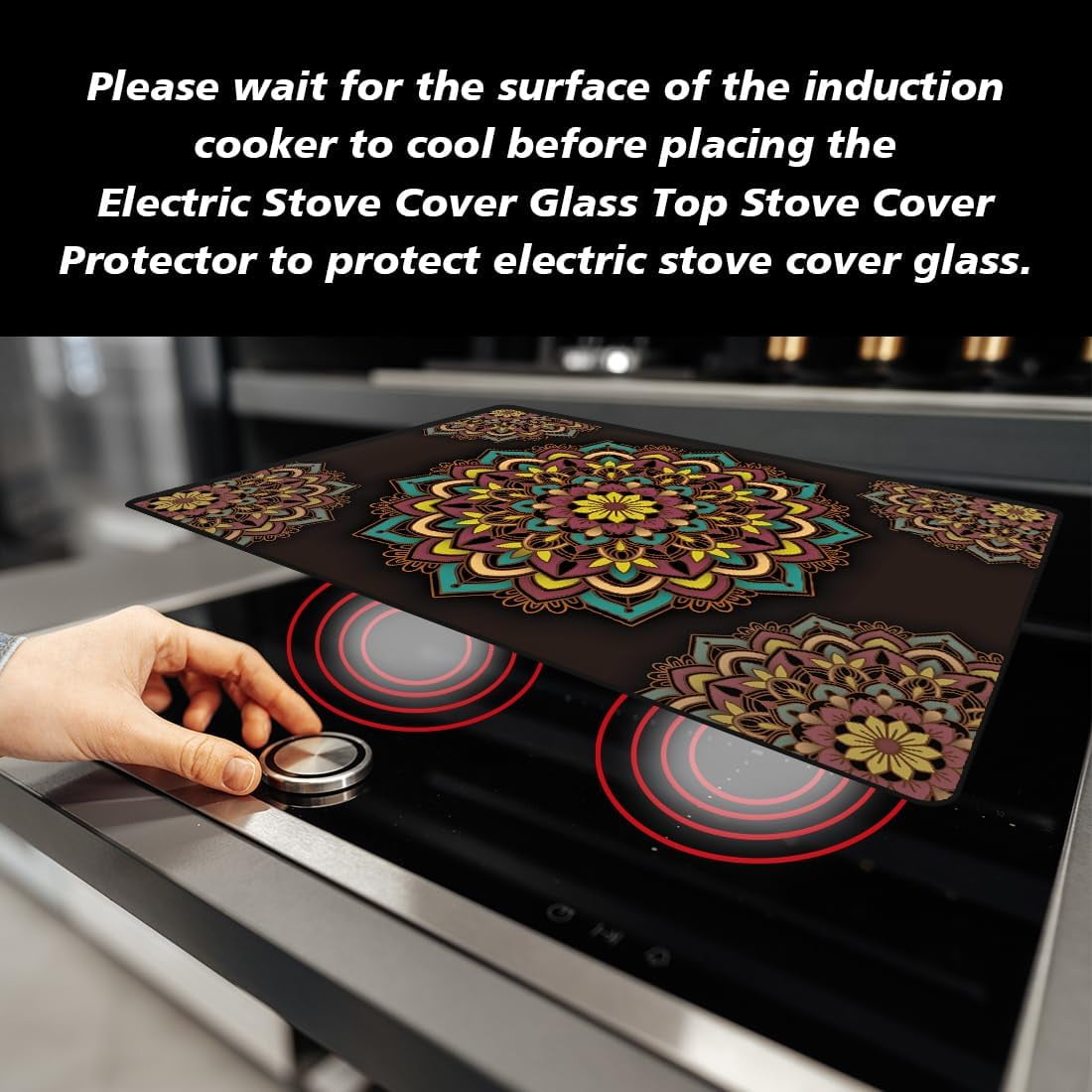 Stove Cover Electric Stove Cover Rubber Glass Stove Top Protector Stove Cover Protector Counter Mat for Electric Stove and Ceramic Granite Tabletop (28.3x20.5 Inch Mandala)