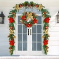 thumbnail image 7 of Christmas Wreath, 24 Inch Outdoor Christmas Wreath for Front Door, Battery Operated Xmas Wreath with 20 LED Lights Timer Red Gold Ball Ornaments for Home Holiday Decor, 7 of 7