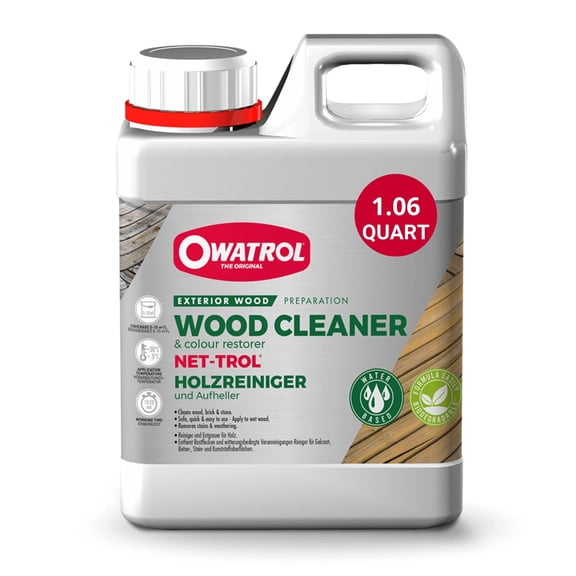 OWATROL Outdoor Wood Cleaner Net-trol 34 Oz - Neutralizer and Color Restorer, Fast-acting Water-Based Wood Treatment - Safe for All Woods Species