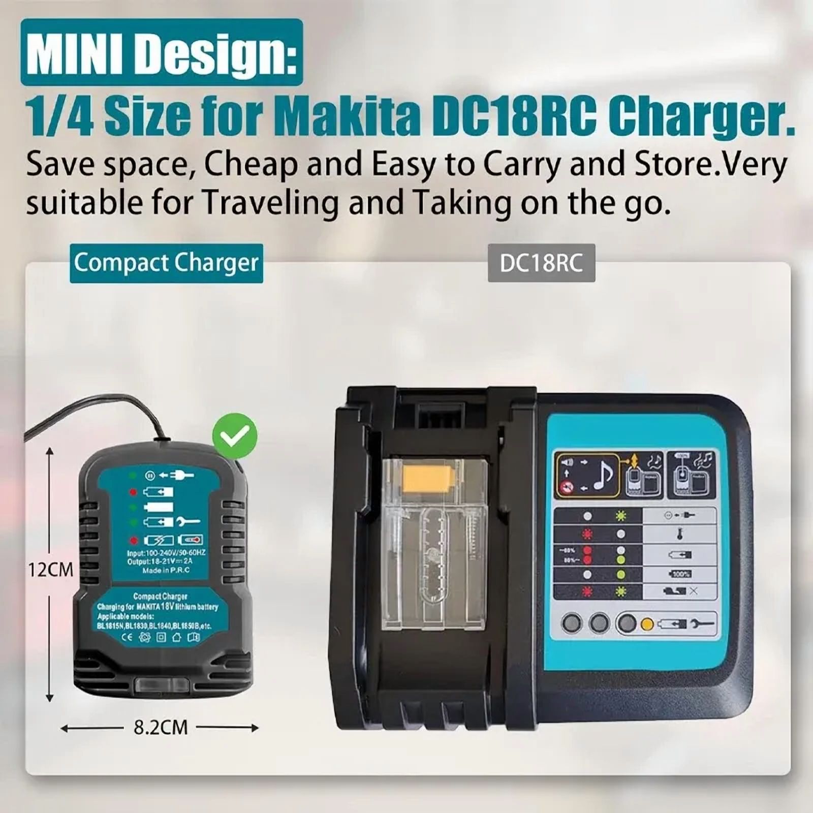 US plug Charger For Ma-kita 18V Li-ion Battery BL1850B BL1860B BL1830B Portable Mini Fast Charger with LED Indicator