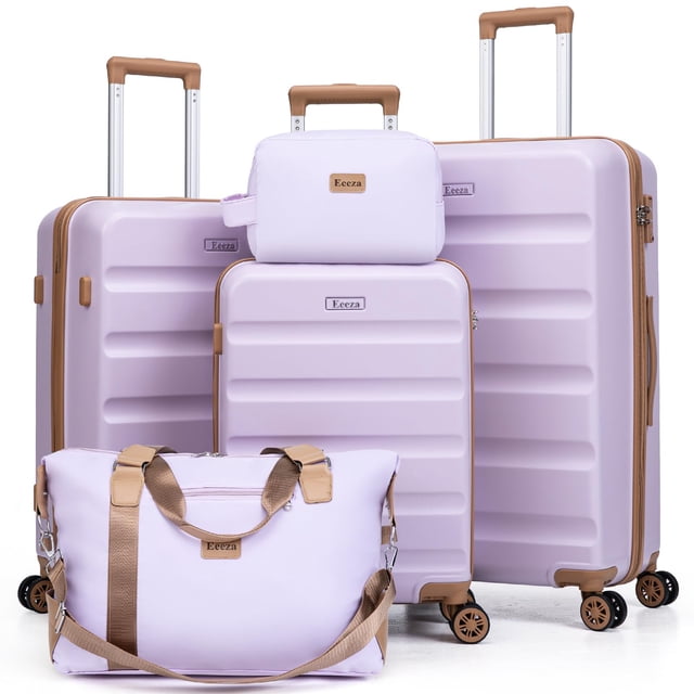 Set de equipaje Eeeza, funda rígida de plástico ABS de 5 piezas con cierre giratorio TSA