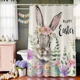 thumbnail image 6 of Bunny Happy Easter Shower Curtain Set with Hooks, Rustic Spring Floral Eggs Waterproof Fabric Bathroom Curtains Decor Home Accessories,72X 96 Inch Extra Long, 6 of 9