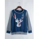 thumbnail image 1 of Camisetas de manga larga con cuello redondo y estampado de alces navideños para mujer, camisetas informales, ropa de mujer zhangyuxiang unisex, 1 of 1