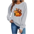thumbnail image 6 of Hurxie Fall Pumpkins Sweatshirts for Women Long Sleeve Halloween Thanksgiving Graphic Shirt, 6 of 7
