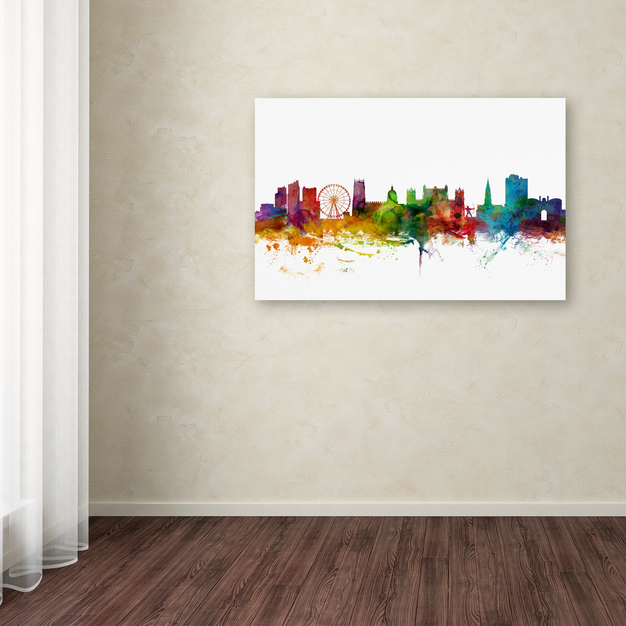 Trademark Fine Art "Nottingham England Skyline II" Canvas Art by Michael Tompsett