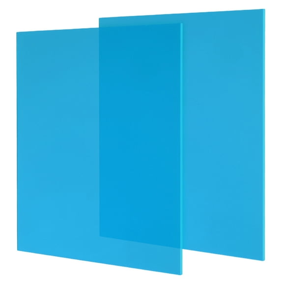 2 Pcs Transparent Acrylic Sheets 1/8" Thick Plastic Sheets 8x8 Inch, Blue