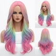 thumbnail image 3 of Rainbow Wig Soft Loose Curly Hair 24 Inches Long Holiday Synthetic Wig for Girls Daily Wear, 3 of 5